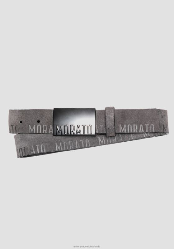 ZJ62L341 Accessories Men Antony Morato 9071 Belt In 100% Leather With Morato Buckle In Relief