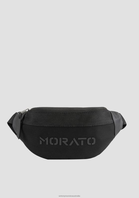 ZJ62L350 Accessories Men Antony Morato Black Bum Bag In Poplin And Technical Fabric With Logo