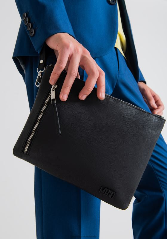 ZJ62L358 Accessories Men Antony Morato Black Faux Leather Pouch With Tone-On-Tone Logo