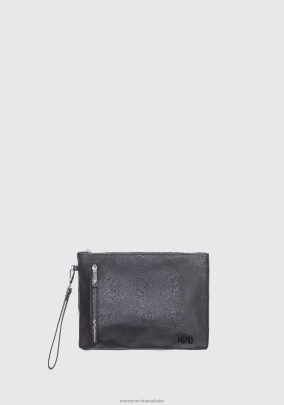 ZJ62L358 Accessories Men Antony Morato Black Faux Leather Pouch With Tone-On-Tone Logo
