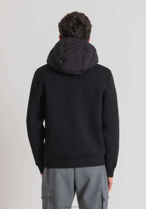 ZJ62L12 Clothing Men Antony Morato Black Slim-Fit Jacket In Padded Technical Fabric With Hood
