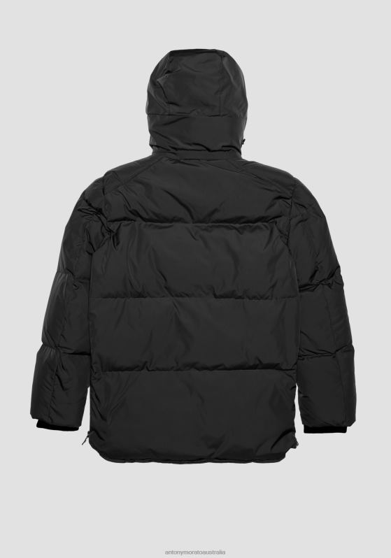 ZJ62L16 Clothing Men Antony Morato Black Oslo Regular Fit Jacket In Technical Fabric With Sorona Aura Padding