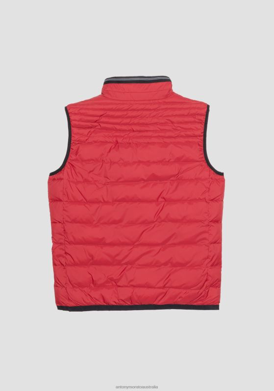 ZJ62L23 Clothing Men Antony Morato Red Sleeveless Nylon Jacket With Sorona Aura Eco Padding
