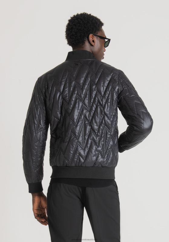 ZJ62L5 Clothing Men Antony Morato Black Regular Fit Jacket With A Geometric Design And Sorona Aura Padding