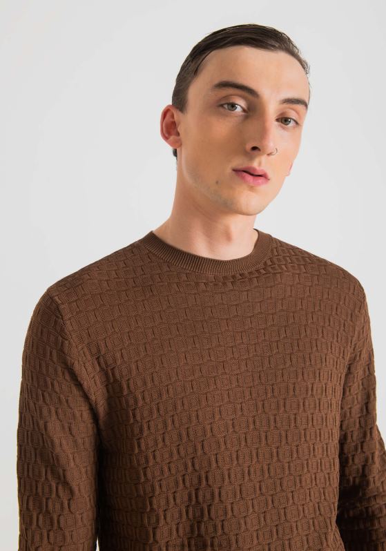 ZJ62L84 Clothing Men Antony Morato 2099 Regular Fit High-Neck Sweater In Honeycomb Jacquard Viscose Blend Yarn