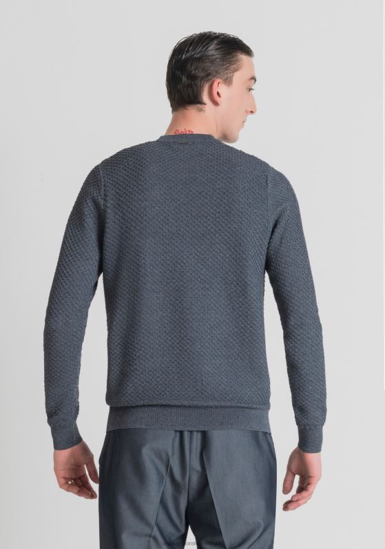 ZJ62L98 Clothing Men Antony Morato Light Blue Regular-Fit Jumper In Denim-Effect Yarn