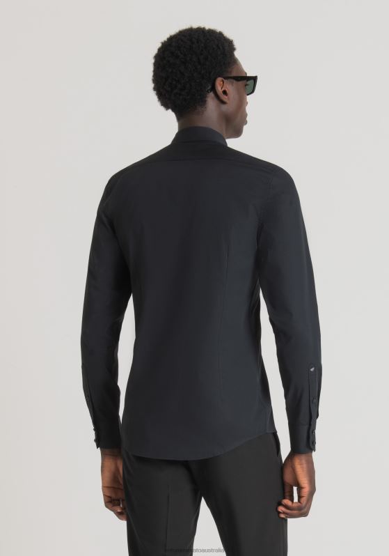 ZJ62L105 Clothing Men Antony Morato Black Napoli Slim Fit Shirt In 100% Cotton