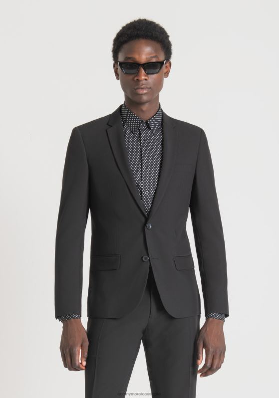 ZJ62L107 Clothing Men Antony Morato Black Napoli Slim Fit Shirt In Pure Printed Cotton