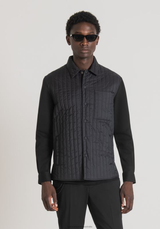 ZJ62L124 Clothing Men Antony Morato Black Regular Fit Shirt In Padded Nylon And Contrasting Fabric