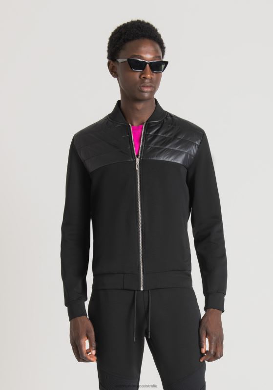 ZJ62L63 Clothing Men Antony Morato Black Regular Fit Sweatshirt In Cotton Blend With Shiny Nylon Insert