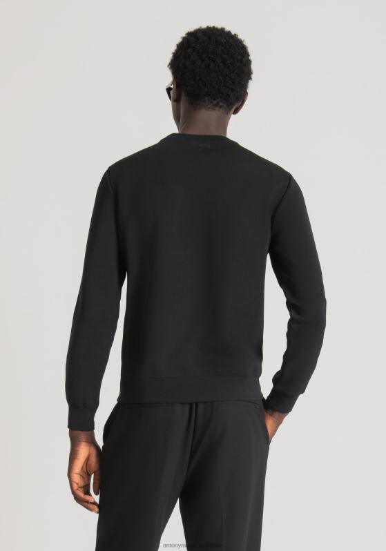 ZJ62L68 Clothing Men Antony Morato Black Regular Fit Sweatshirt In Cotton Blend Fabric With Multicolour Skull Print