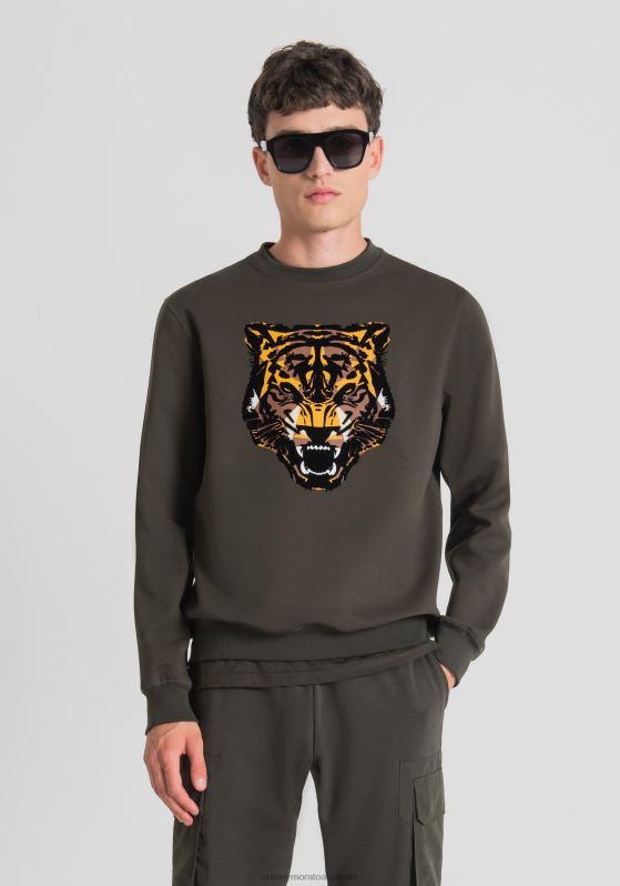 ZJ62L72 Clothing Men Antony Morato 4075 Regular Fit Sweatshirt In Cotton Blend With Tiger Print