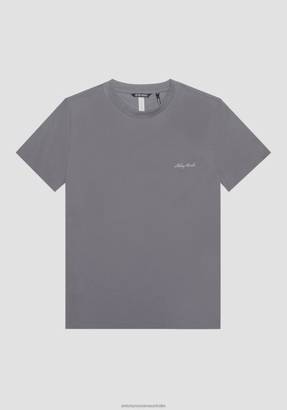 ZJ62L142 Clothing Men Antony Morato 9074 Regular Fit T-Shirt In Sustainable Viscose With Logo Print