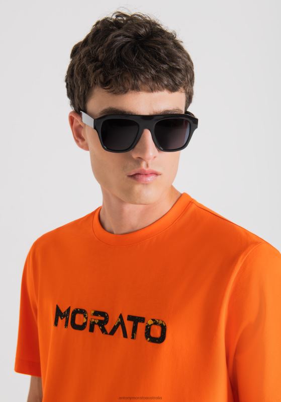 ZJ62L150 Clothing Men Antony Morato 5097 Regular Fit T-Shirt In Pure Cotton With Rubberised Logo Print