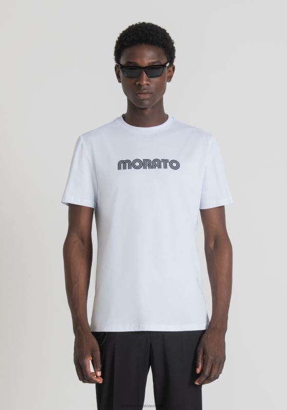 ZJ62L163 Clothing Men Antony Morato White Slim Fit T-Shirt In 100% Cotton With Logo Print