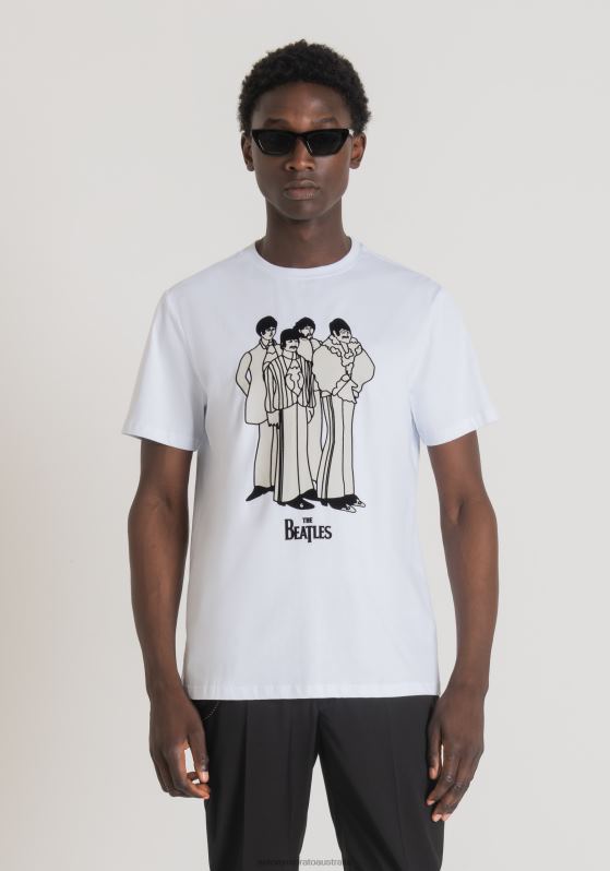 ZJ62L167 Clothing Men Antony Morato White Regular Fit T-Shirt In 100% Cotton With The Beatles Print