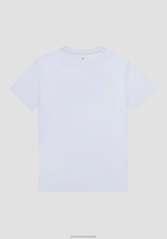ZJ62L182 Clothing Men Antony Morato Cream Regular-Fit T-Shirt In 100% Cotton With Vignette Print