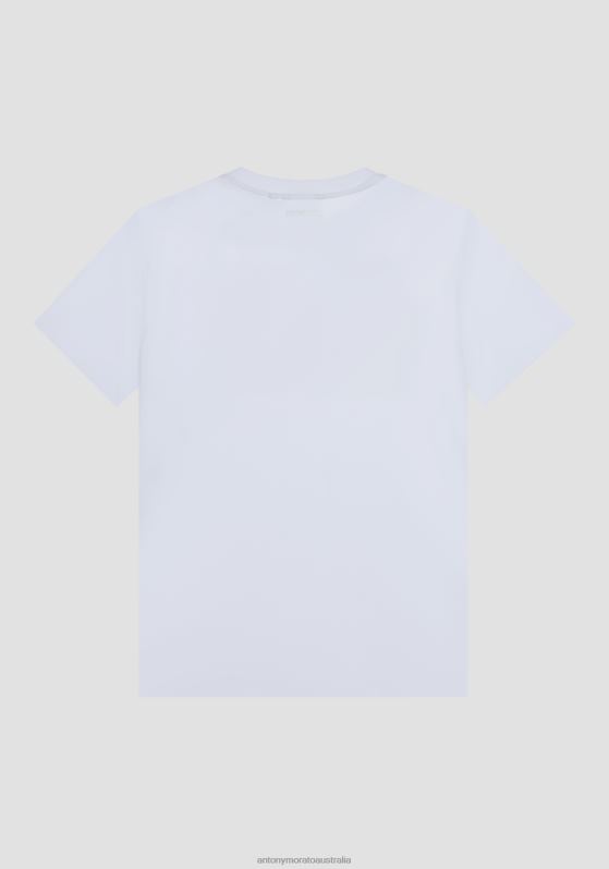 ZJ62L187 Clothing Men Antony Morato White Slim-Fit T-Shirt In Soft 100% Cotton With Skull Print