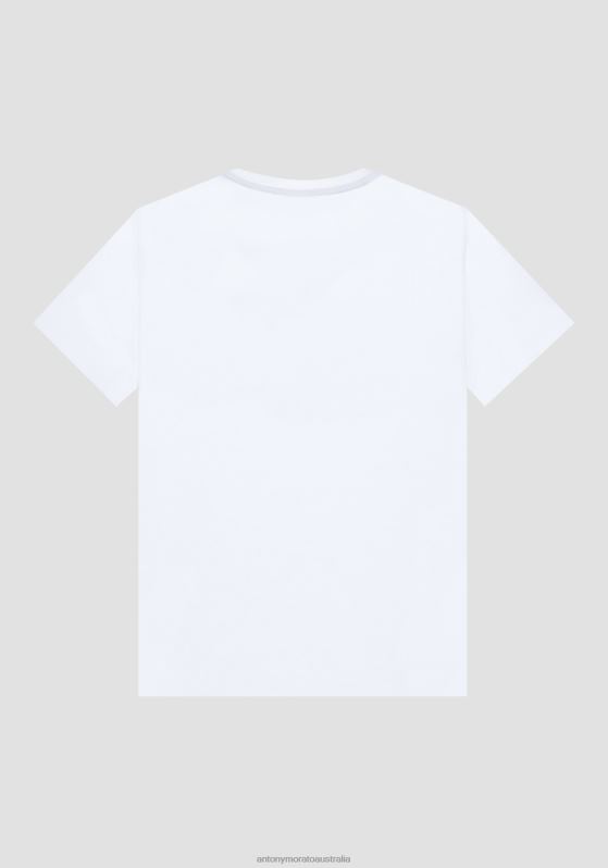 ZJ62L191 Clothing Men Antony Morato White Super Slim-Fit T-Shirt In Stretch Cotton With Embossed Logo