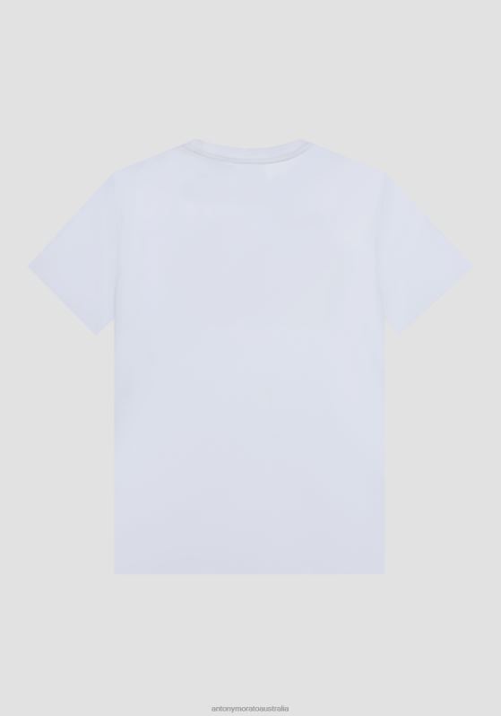 ZJ62L200 Clothing Men Antony Morato Cream Regular Fit T-Shirt In Sustainable Viscose With Logo Print