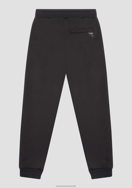 ZJ62L219 Clothing Men Antony Morato Black Slim-Fit Sweatpants In Viscose-Blend Stretch Scuba