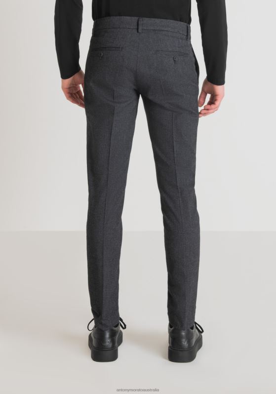 ZJ62L220 Clothing Men Antony Morato Black Bryan Skinny Fit Trousers In Soft Stretch Weave Cotton Blend
