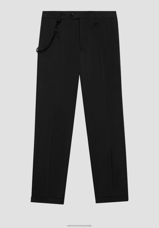 ZJ62L229 Clothing Men Antony Morato Black Rad Slim-Fit Ankle-Length Trousers With Central Crease