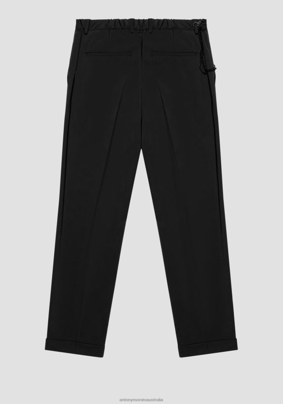 ZJ62L229 Clothing Men Antony Morato Black Rad Slim-Fit Ankle-Length Trousers With Central Crease