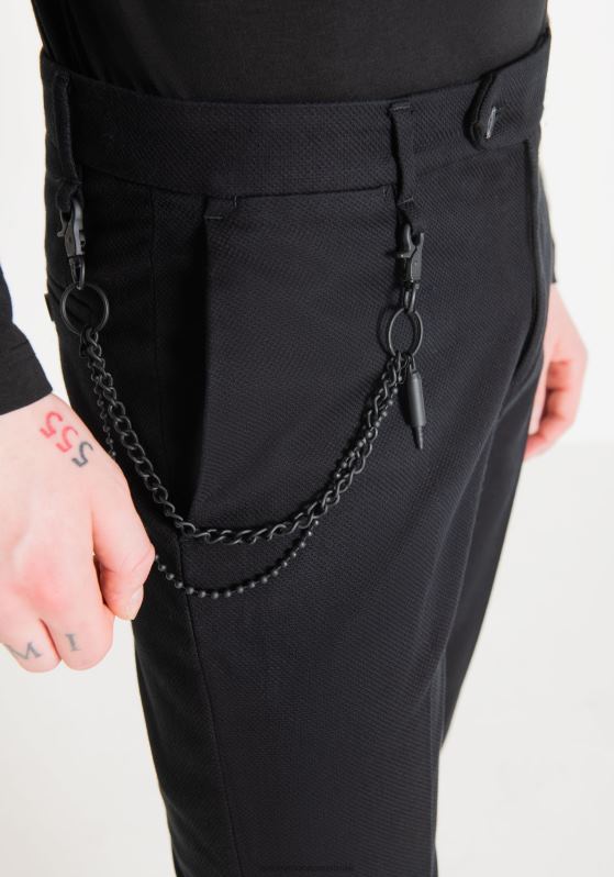 ZJ62L231 Clothing Men Antony Morato Black Jagger Carrot Fit Trousers In Woven Stretch Cotton