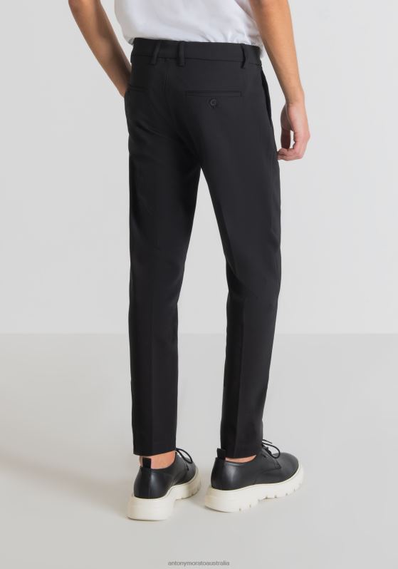 ZJ62L234 Clothing Men Antony Morato Black Thom Skinny Fit Trousers In Stretch Cotton Blend With Zip On The Bottom