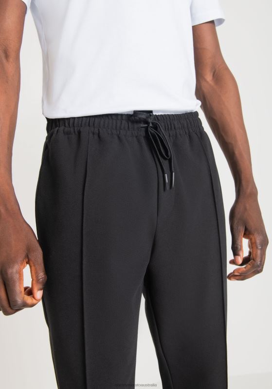 ZJ62L236 Clothing Men Antony Morato Black Carrot Fit Sweatpants In Cotton Blend Stretch Twill
