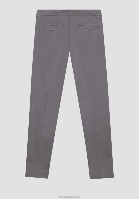 ZJ62L243 Clothing Men Antony Morato 9074 Bryan Skinny Fit Trousers In Soft Micro-Weave Stretch Cotton