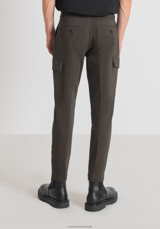 ZJ62L249 Clothing Men Antony Morato 4075 Bjorn Skinny Fit Trousers In Elastic Cotton Blend With Side Pockets And Zip On The Bottom