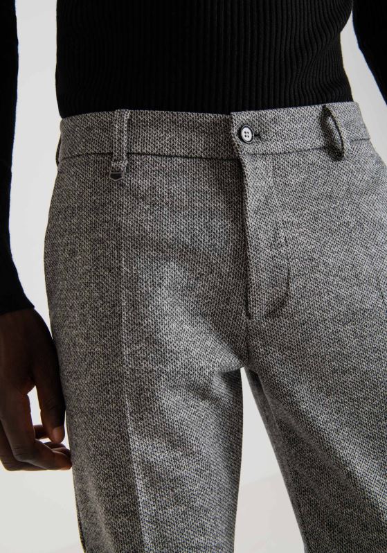 ZJ62L252 Clothing Men Antony Morato Medium Gray Melange Ashe Super Skinny Fit Trousers In Elastic Viscose Blend Fabric