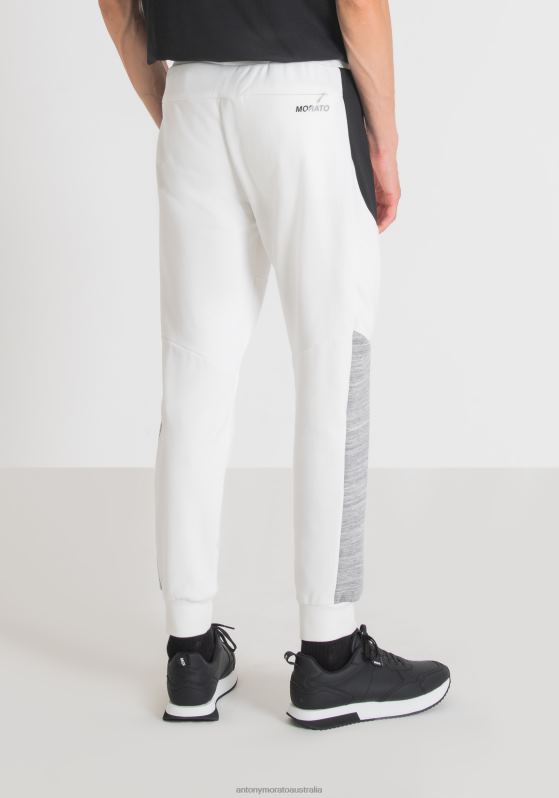 ZJ62L258 Clothing Men Antony Morato Cream Regular Fit Sweatpants In Stretch Cotton Blend With Contrasting Side Bands