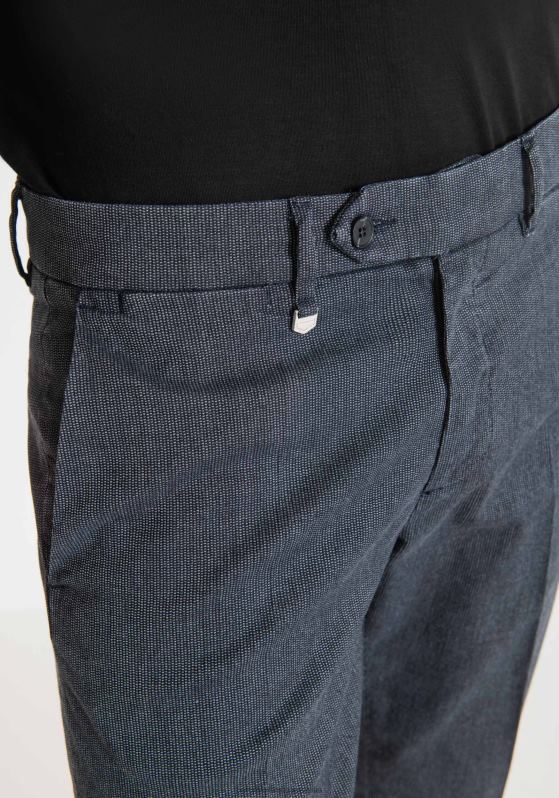 ZJ62L263 Clothing Men Antony Morato Blue Ink Bryan Skinny Fit Trousers In Micro-Woven Stretch Cotton