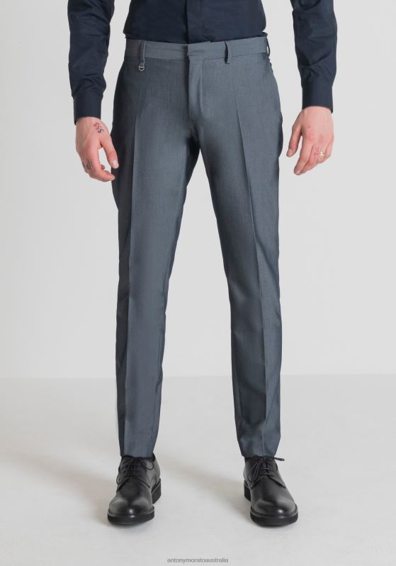 ZJ62L266 Clothing Men Antony Morato Light Blue Bonnie Slim-Fit Trousers In Denim-Effect Stretch-Viscose Blend