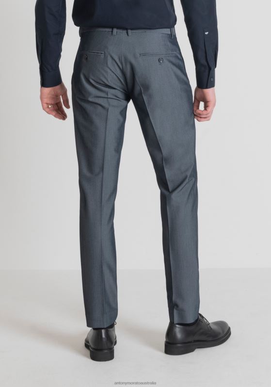 ZJ62L266 Clothing Men Antony Morato Light Blue Bonnie Slim-Fit Trousers In Denim-Effect Stretch-Viscose Blend