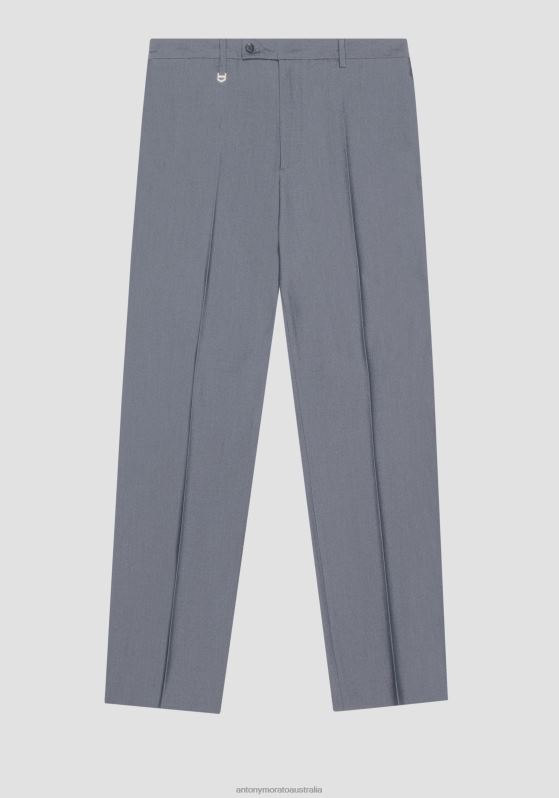 ZJ62L269 Clothing Men Antony Morato Light Blue Evan Relaxed-Fit Trousers In Stretch Denim-Effect Fabric