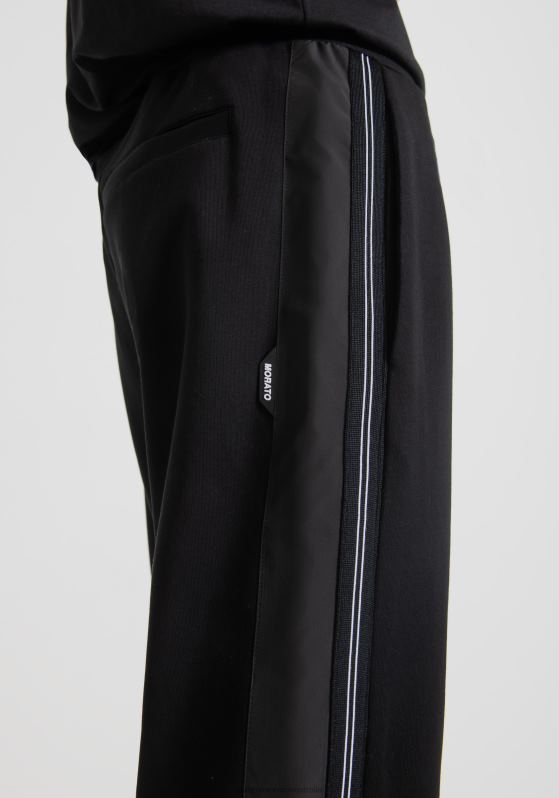 ZJ62L275 Clothing Men Antony Morato Black Slim Fit Sweatpants In Stretch Cotton With Contrast In Technical Fabric
