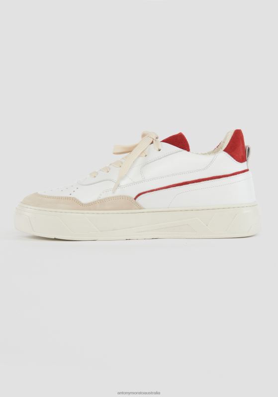 ZJ62L295 Footwear Men Antony Morato Red 707 Low-Top Leather Sneakers