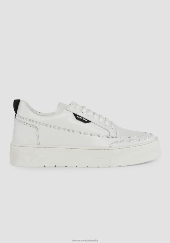 ZJ62L301 Footwear Men Antony Morato White Flint Low-Top Leather Sneakers