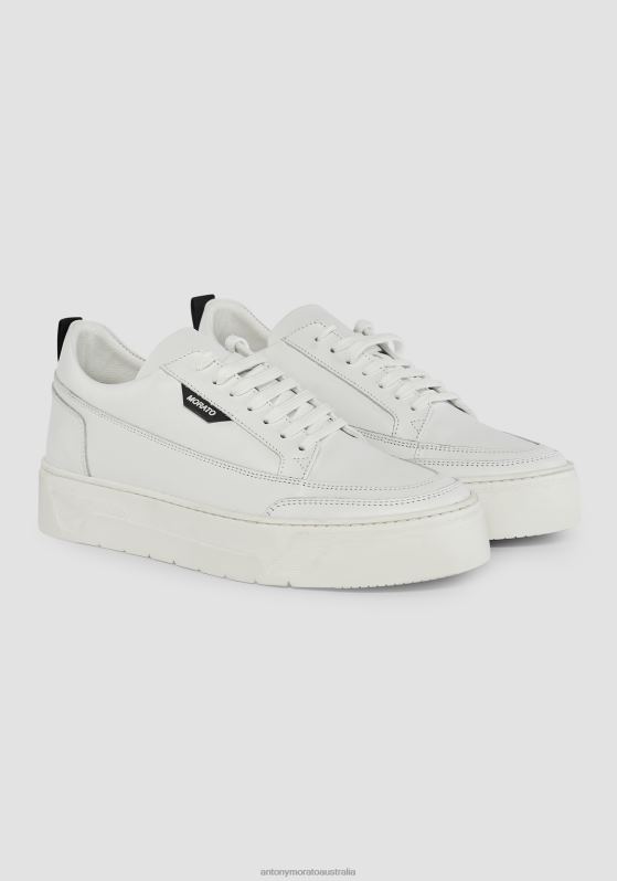 ZJ62L301 Footwear Men Antony Morato White Flint Low-Top Leather Sneakers