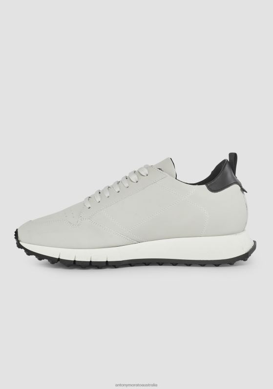 ZJ62L308 Footwear Men Antony Morato White Run Wheaton Low-Top Sneakers In Recycled Nubuck