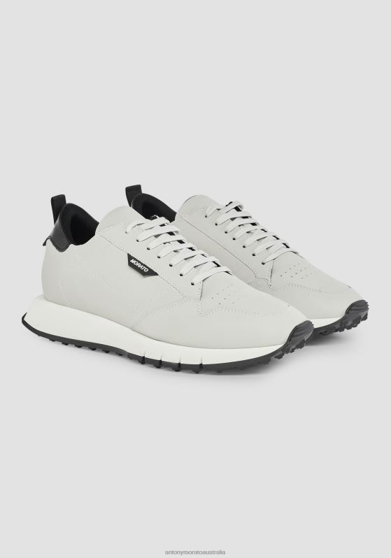 ZJ62L308 Footwear Men Antony Morato White Run Wheaton Low-Top Sneakers In Recycled Nubuck
