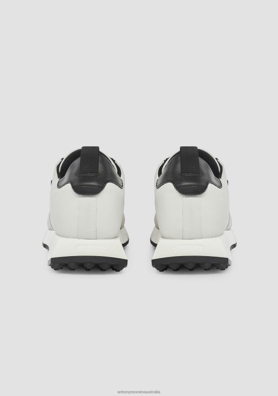 ZJ62L308 Footwear Men Antony Morato White Run Wheaton Low-Top Sneakers In Recycled Nubuck