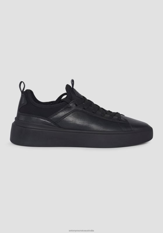 ZJ62L312 Footwear Men Antony Morato Black Barnet Sneaker In Faux Leather And Technical Fabric