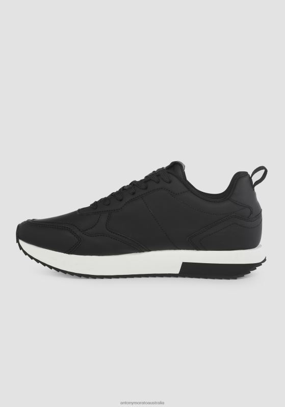 ZJ62L321 Footwear Men Antony Morato Black Running Tonic Low-Top Sneaker In Faux Leather