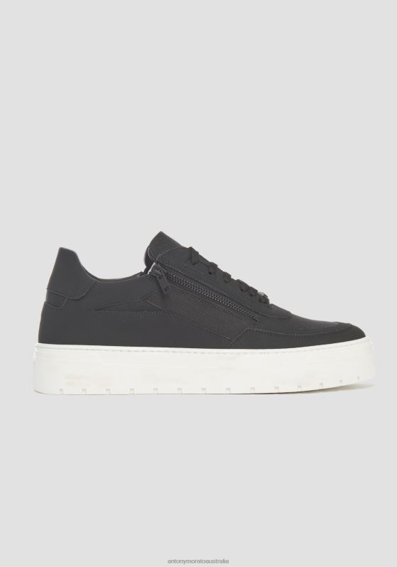 ZJ62L326 Footwear Men Antony Morato Black Zipper Gosh Sneakers In Fabric And Recycled Nubuck